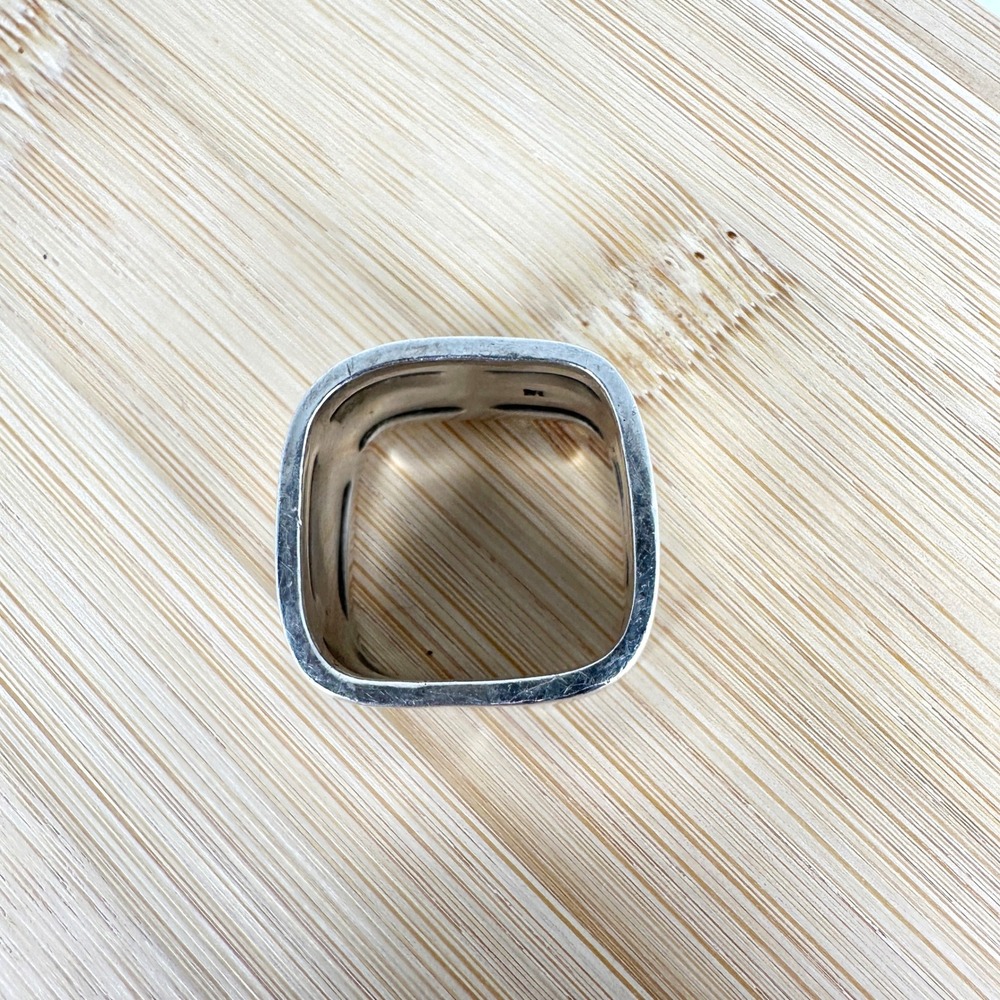 Artisan Sterling Silver Thick Square Ring 1/2" Wide 9.1 Grams Size 8 - Picture 2 of 6